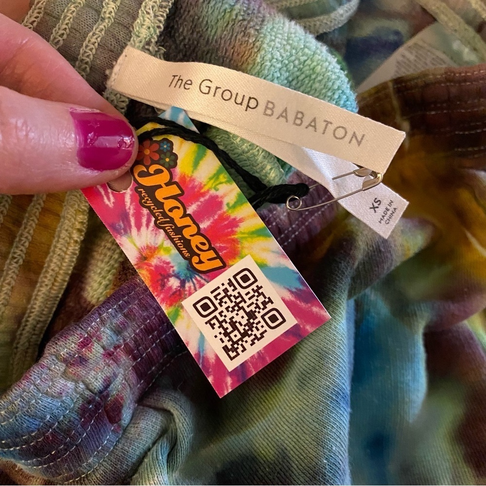 Aritzia Babaton Tie Dye Sweat Pants Womens Size XS High Rise Organic Cotton Blue - Picture 5 of 10